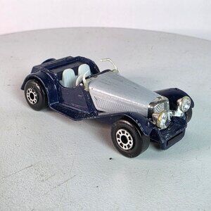 1982 Matchbox 1/50th Scale SS 100 Jaguar Die-Cast Model Car Navy/Silver